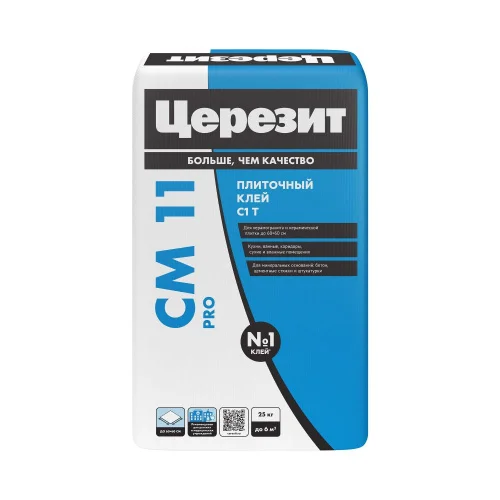 Клей СМ11 Pro C1Т Церезит для плитки и керамогранита 25кг  1 48 (2634176)
