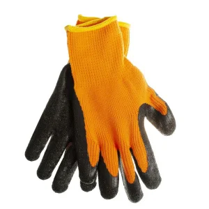 Перчатки утепленные акриловые облив латекс рифленый черно-оранжевые 90гр Praktische Home G-107 Э0633