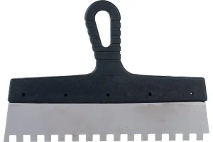 Шпатель из нержавеющей стали, 300 мм, зуб 10х10 мм, пластмассовая ручка// Сибртех