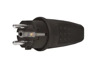 Вилка электрич. прямая с зазем каучук 16А 250В IP44 черная (еврослот) 602227 (UNIVersal)  40 80