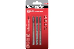 Полотна для электролобзика по дереву, 3 шт. T101BR, 75 х 2,5мм, обр. зуб, HCS   Matrix 78203  1