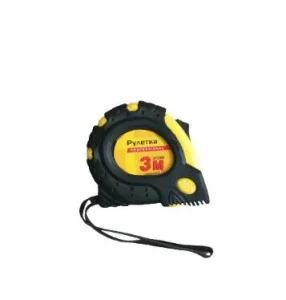 Рулетка 3м 16мм обрезиненный корпус, фиксатор, автостоп Китай Рулетка 3м 16мм обрезиненный корпус, фиксатор, автостоп Китай