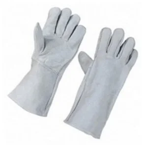 Краги спилковые пятипалые серые