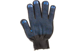 Перчатки трикотажные, х б, ПВХ точка, цвет  черный, 4 нити, 10 класс   Сибртех 67855  1