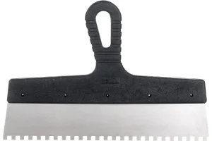 Шпатель из нержавеющей стали, 300 мм, зуб 6х6 мм, пластмассовая ручка// Сибртех