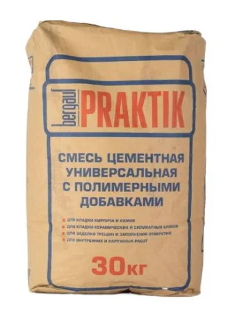 Кладочная цементная смесь М100 30кг Bergauf Praktik 1уп=48шт Кладочная цементная смесь М100 30кг Bergauf Praktik 1уп=48шт