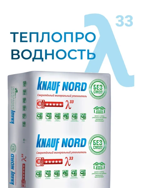Утеплитель ТеплоКНАУФ Норд 100х600х1250 мм/4,5 м²/6 плит 