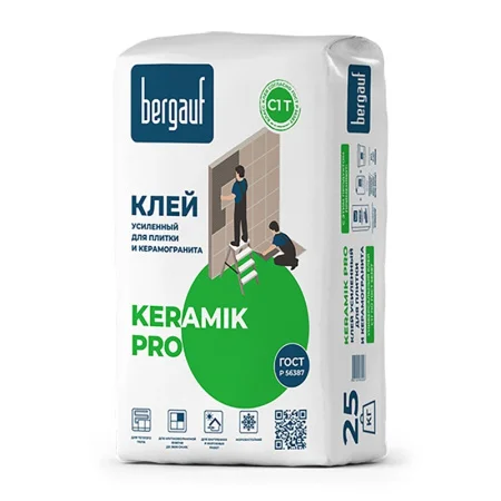 Клей для плитки и керамогранита усиленный Bergauf Keramik Pro С1 25кг Клей для плитки и керамогранита усиленный Bergauf Keramik Pro С1 25кг