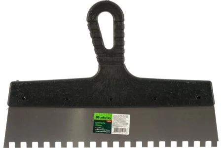 Шпатель из нержавеющей стали, 300 мм, зуб 8х8 мм, пластмассовая ручка// Сибртех