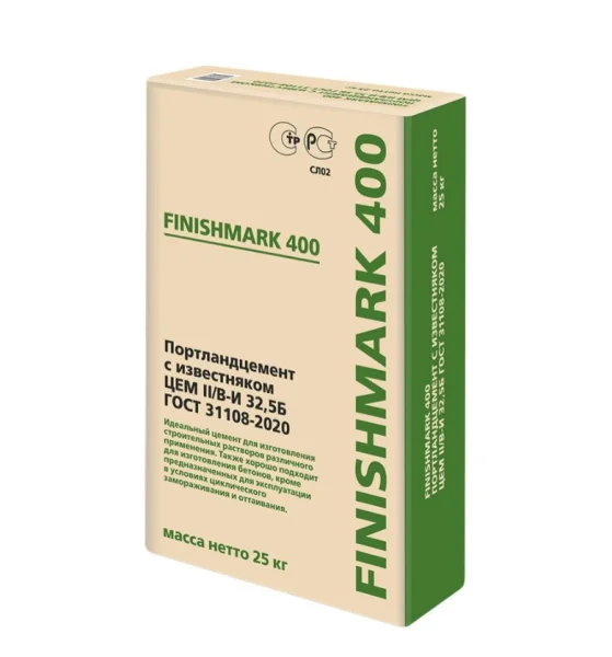 Портландцемент зеленый мешок ПЦ 400 ЦЕМ II В-И 32,5Б  1уп 25кг Сухой Лог  1 56