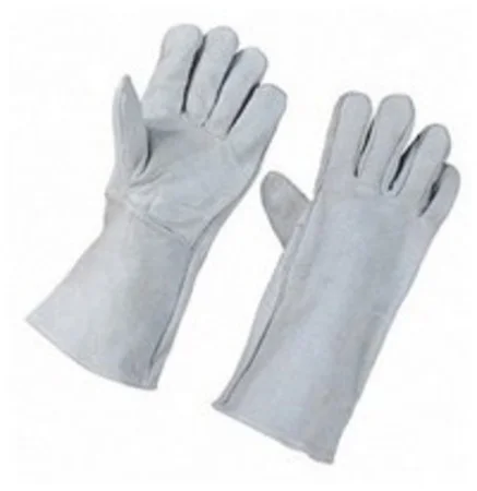 Краги спилковые пятипалые серые