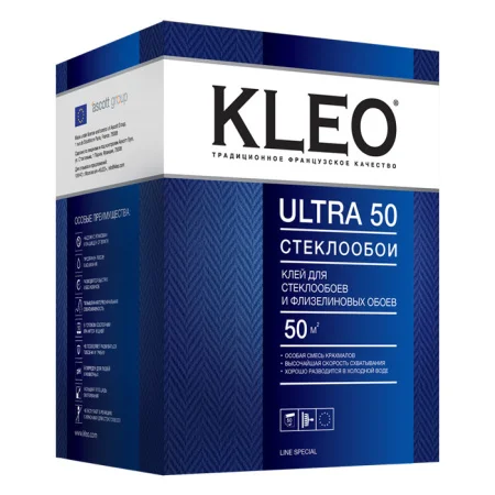 Клей для стеклообоев и флизелиновых обоев KLEO ULTRA 50 500г Клей для стеклообоев и флизелиновых обоев KLEO ULTRA 50 500г