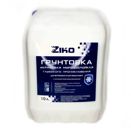 Грунтовка ZIKO акриловая глубокого проникновения морозостойкая 10л