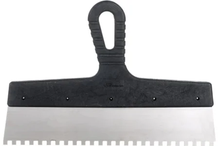 Шпатель из нержавеющей стали, 300 мм, зуб 6х6 мм, пластмассовая ручка// Сибртех