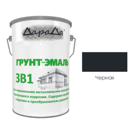 Грунт-эмаль 3в1 по ржавчине ДараДа ГОСТ черный 22кг