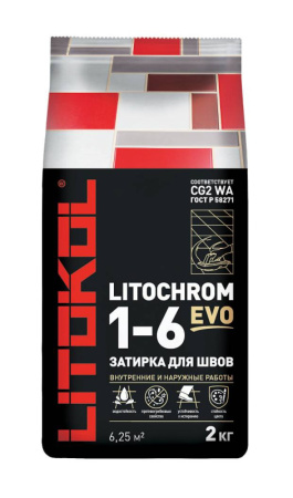 Затирка для швов Litokol Litochrom 1-6 EVO LE 145 Черный уголь 2 кг
