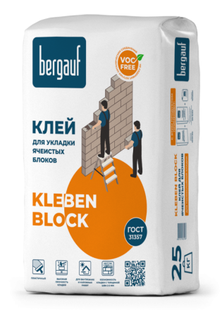 Кладочная смесь для ячеистых блоков Bergauf Kleben Block 25 кг