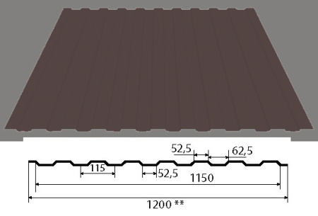 Профлист С-8 1200х3000х0,40мм RAL 8017 коричневый (3,6м²)